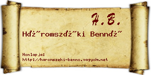 Háromszéki Bennó névjegykártya